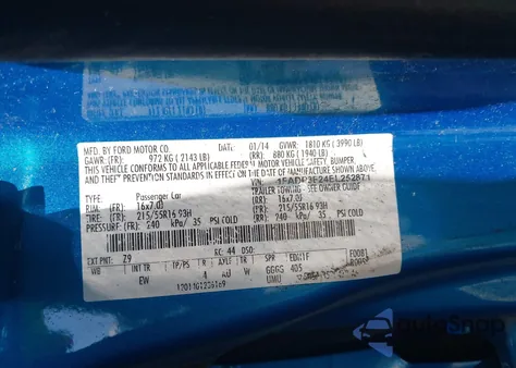 2014 Ford Focus Se from USA, damaged, VIN 1FADP3F24EL252871